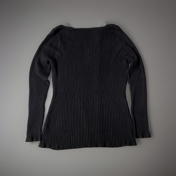 Lane Bryant Womens Black Ribbed Long Sleeve Pullover Fitted Sweater 18/20 - Picture 2 of 7